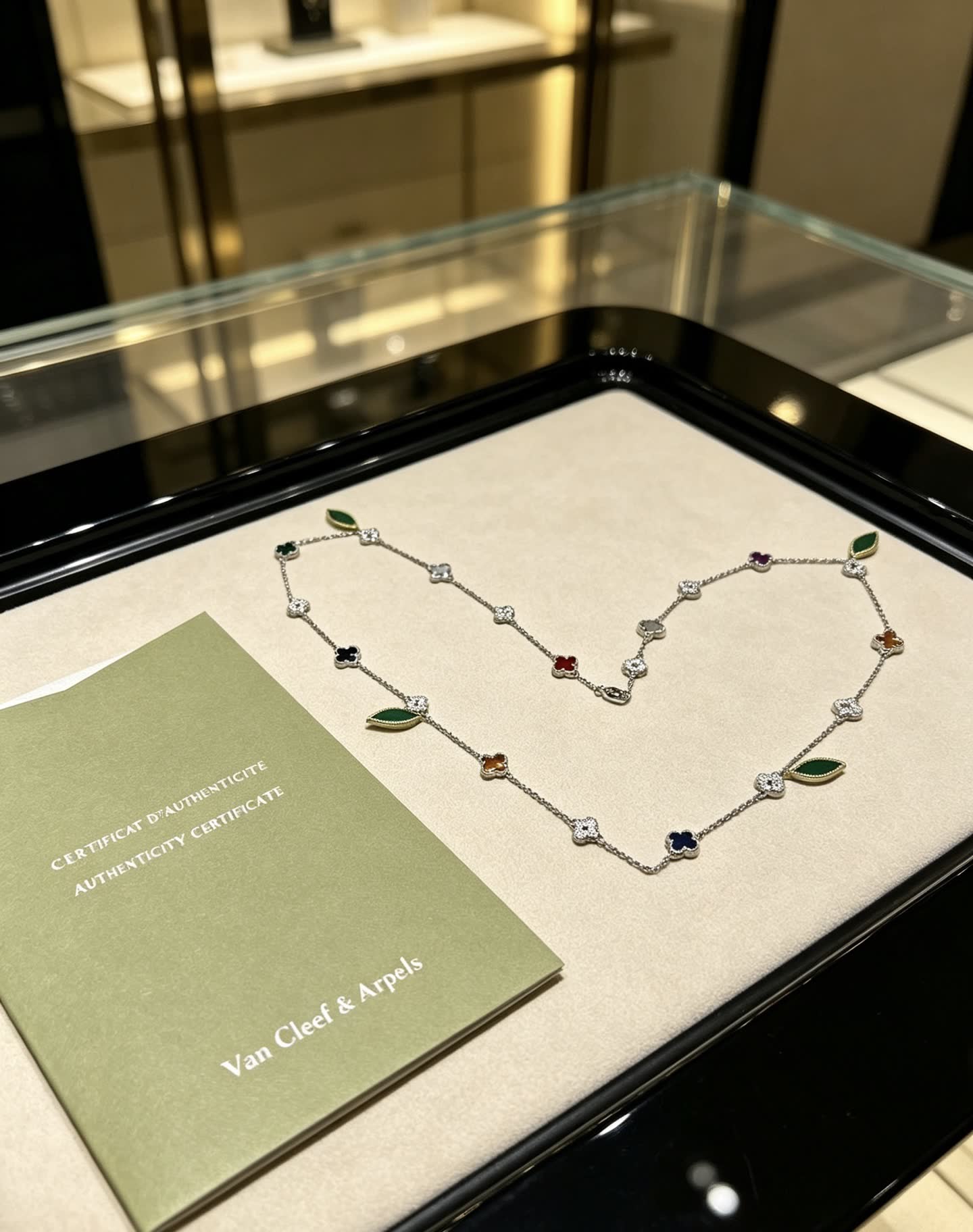 Van Cleef & Arpels Alhambra Diamond and Enamel Necklace
